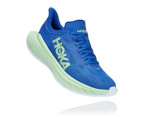 Hoka One One Herre Carbon X 2 Road Løpesko Dazzling Blå/Grønn Ash Norge-64HXL